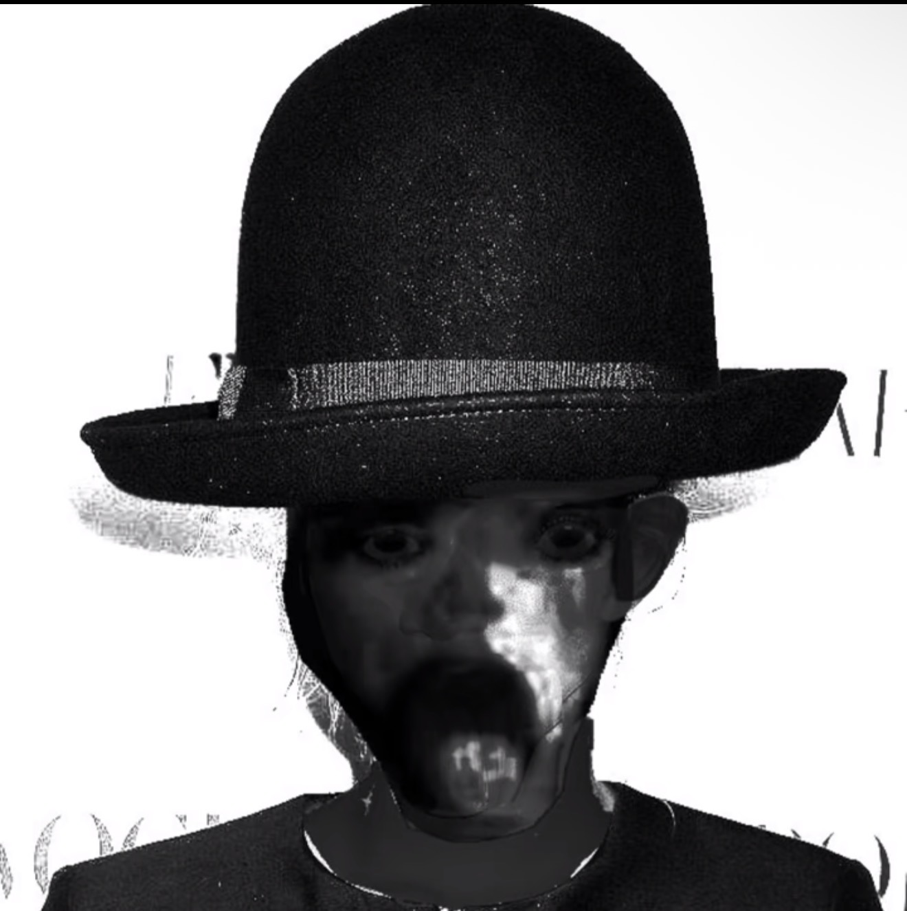 The original THE HAT meme — a figure wearing an oversized black bowler hat